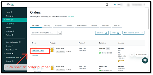 Select Specific Order
