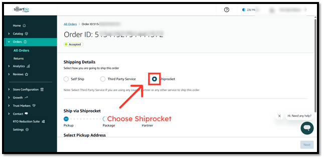 Select Shipping Details