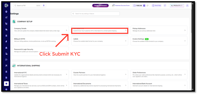 Open KYC Submission Page