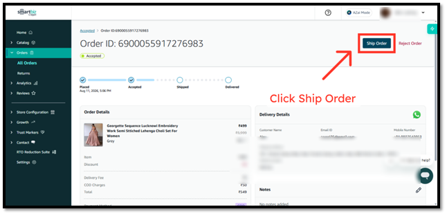 Initiate Shipping Process