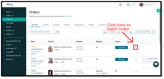 Access Order Rejection Options