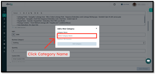 Select Category Name Field