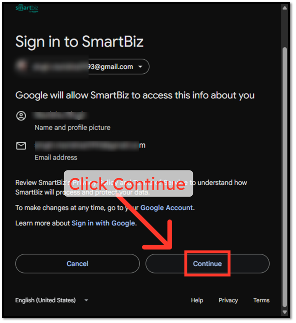 Continue Google Sign-In